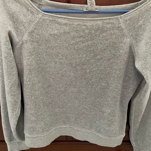 Vintage velour wide neck crop sweatshirt